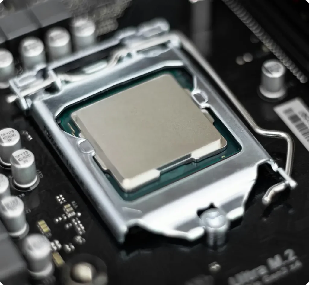 Close-up of a computer processor.